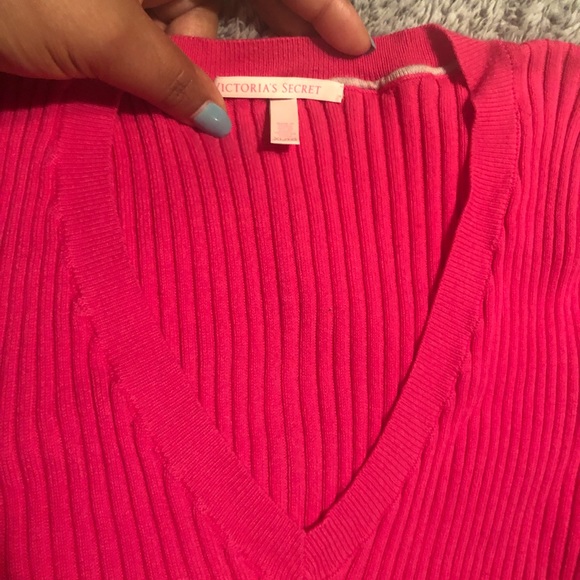 💖VICTORIAS SECRET PINK VNECK RIBBED SWEATER  XL💖 - Picture 3 of 8